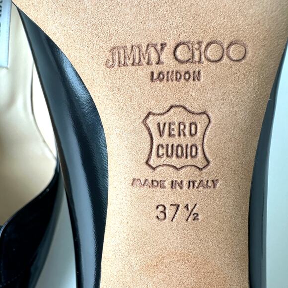 Jimmy Choo Black Leather Pointed Toe Heels Pumps Size 37.5 - Picture 11 of 15